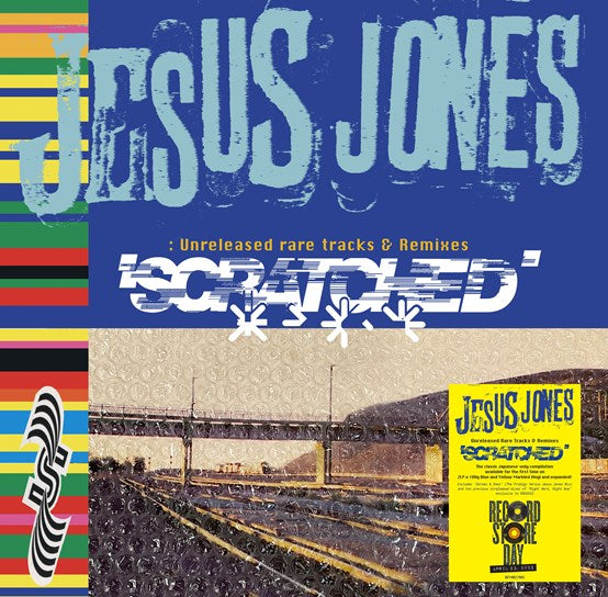 JESUS JONES - SCRATCHED - UNRELEASED RARE TRACKS & REMIXES - New BLUE & YELLOW MARBLE 2LP - RSD22
