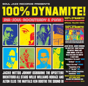 Various Artists - Soul Jazz Records Presents - 100% DYNAMITE! Ska, Soul, Rocksteady and Funk in Jamaica - New 2LP Yellow Vinyl - RSD22